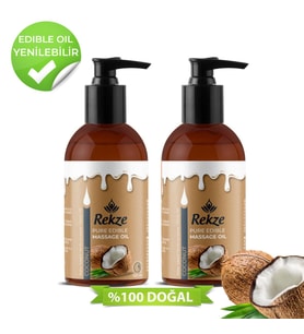 Rekze 2 Adet Hindistan Cevizi Aromalı Yenilir Erotik Vücut Masaj Yağı 120 Ml