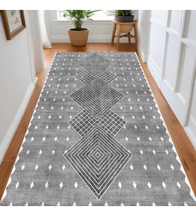 Eliana Home Dijital Baskı Yıkanabilir Kaymaz Taban Salon Halısı Ve Yolluk LN062-FNL335 (Gri)