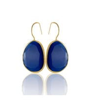 Kadir Jewellery 22 Ayar Altın Kaplama Fosil Taşlı Küpe -El İşçiliği Ve Hipoalerjenik Küpe