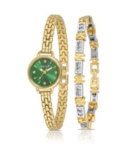 Polo Air Minimal Kadın Kol Saati Xoxo Bileklik Kombin Gold Yeşil Renk PL-1581B1 (Yeşil-Altın)