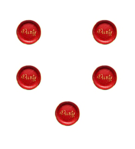 Roll-Up Parti Doğum Günü Işıltılı Kırmızı Party Yazılı Karton Tabak - 22 Cm. - 8 Adetlik 5 Paket
