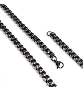 Erkek Kare Arnavut Çelik Kolye 6Mm (Siyah)