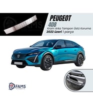 Peugeot 408 Krom Arka Tampon Üstü Koruma 2022> Paslanmaz Çelik