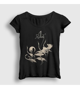 Presmono Kadın Siyah Egrets Metal Alcest T-Shirt 521399tt