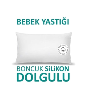 Antialerjik Bebek Yastığı Boncuk Silikon Yastık 35x45 Cm 225 gram %100 Pamuklu Kılıf (Beyaz)