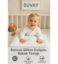 Bebek Yastığı Boncuk Silikon Yastık 35x45 Cm 225 gram %100 Pamuklu Kılıf (Beyaz)