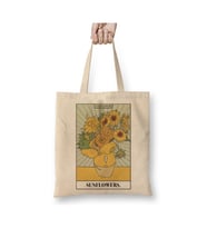 Van Gogh  Sunflowers Beyaz Bez Çanta Uzun Saplı Alışveriş Çantası Plaj Çantası