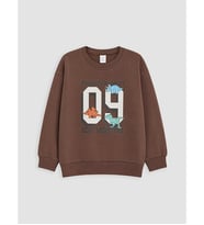 LCW Kids Kahverengi Baskılı Erkek Çocuk Sweatshirt