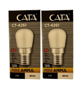 Cata CT-4261 2W 6500K (Beyaz Işık) E14 Duylu Mini Led Ampul (2 Adet)