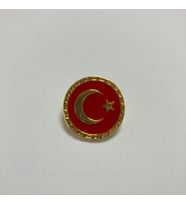 Sarı Çerçeveli Türk Bayraklı Yaka Rozeti