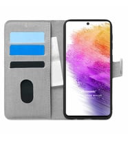Microsonic Samsung Galaxy A73 5G Kılıf Fabric Book Wallet Gri