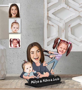 Kişiye Özel 2 Boyutlu Aile  Ahşap Biblo-5