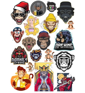 Maymun Sticker Set 08 15 Parça Telefon, Tablet, Defter, Laptop Sticker