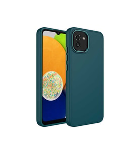 Samsung Galaxy A03 Uyumlu Kılıf Metal Çerçeve ve Buton Tasarımlı Silikon Zore Luna Kapak