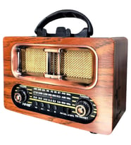Mcg® Büyük Boy Retro, Nostaljik, Ahşap Tasarım Bluetooth Hoparlörlü, Şarjlı, Taşınabilir FM/AM Destekli Radyo NS-6635