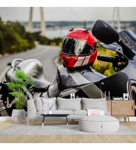 Motor Kask Temalı Duvar Kağıdı