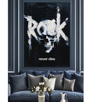 Rock Never Dies Kurukafa Sanatı Dekoratif Kanvas - Mdf Ahşap Tablo