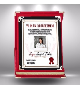 Öğretmenler Günü Kırmızı Kadife Plaket-0010