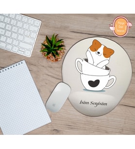 Kişiye Özel Kupa Içinde Kedi Temalı Mouse Pad Bilek Destekli