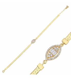 Baget Altın Bileklik Ezme Zincir 18-22 cm