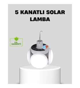 Mey İthalat® Solar Güneş Enerjili ve USB Şarjlı 5 Kanatlı LED Kamp Lambası