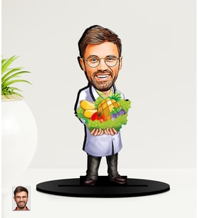 Kişiye Özel Karikatürlü Erkek Diyetisyen MDF Biblo