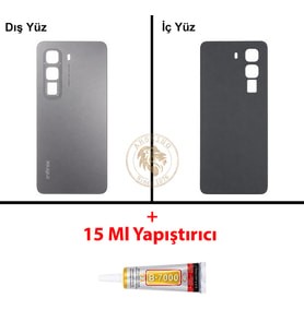 Infinix Hot 50 Titanyum Gri Uyumlu Arka Kapak + B7000 Yapıştırıcı Arka Cam Batarya Pil Kapağı