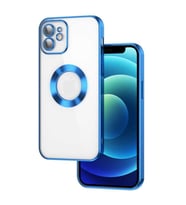 Apple iPhone 12 Kılıf Köşeleri Renkli Şeffaf Kamera Korumalı Silikon Luxury Kapak (Mor)