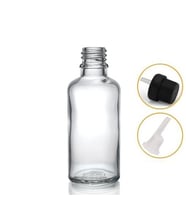 30ml şeffaf cam içten damlalıklı şişe siyah kapak, 24 adet, damlalıklı şişe, damlatmalı şişe