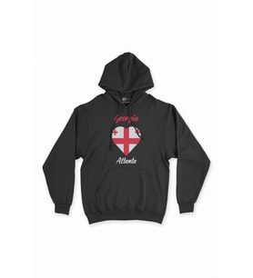 Atlanta Gürcistan Bayraklı Kalpli Siyah Sweatshirt Hoodie
