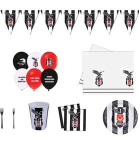 Beşiktaş 8 Kişilik Doğum Günü Süsleri Parti Malzemeleri-