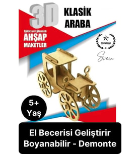 Özel Üretim 3 Boyutlu Minyatür Ham Ahşap Maket Boyanabilir Eğitici Öğretici Motor Beceri Hobi Oyun
