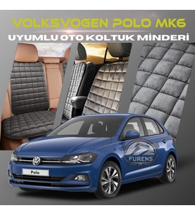 Volksvogen Polo MK6 Antrasit Renk Tay Tüyü Cepli & Terletmez Sırtlı Oto Koltuk Minder Seti - Koltuk Koruma Kılıfı (ÖN & ARKA TAM SET)