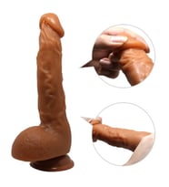 Gerçekçi 25 Cm Kavisli Penis Melez Damarlı Dev Dildo