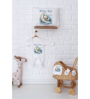 Pia Baby Premium %100 Pamuk İsme Özel Yenidoğan Erkek Bebek Tulumlu Hediye Seti 5089-07 (Ekru)