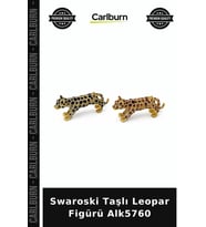Özel Üretim Dekoratif Hediyelik Şık Aksesuar Swaroski Taşlı Leopar Figürü Tekli Alk5760