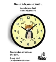İsme Özel Sevimli Kaplan Çocuk Odası Duvar Saati Orta Boy 30 cm Siyah Camlı Sessiz
