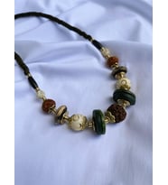 serapis accessories Tasarım Etnik Bohem Ahşap Gold Detaylı Kadın / Kız Kolye
