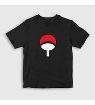 Presmono Unisex Çocuk Siyah Uchiha Clan Anime Naruto T-Shirt 134481tt