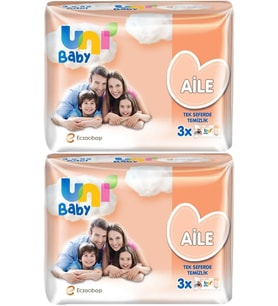 Uni Baby Islak Havlu Mendil Aile 52 Yaprak (6 Lı Set) 312 Yaprak (2PK*3)