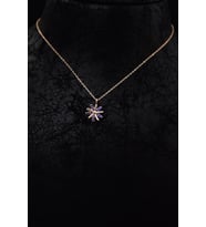 Papatya Silver 925 Ayar Gümüş Rose Kaplama Zirkon Taşlı Dönen Güneş Kolye (Lacivert)