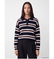 LC WAIKIKI Lacivert Polo Yaka Çizgili Kadın Triko Kazak