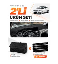 e-biz MERCEDES W204 C180 (2007-2014) Uyumlu Torpido Örtüsü + Deri Bagaj Çantası Seti - Siyah - MB006