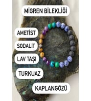 Doğal Taş Migren Bilekliği ( Ametist - Sodalit - Lav Taşı- Turkuaz - Kaplangözü )