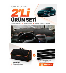 e-biz FIAT PUNTO GRANDE (2005-2018) Uyumlu Torpido + Tay Tüyü Çanta - Siyah-Kahverengi - FI016