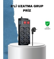 2 Metre Güçlü Çoklu Priz 8 Soket