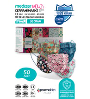 Medizer Mouds Serisi 3 Meltblown Kumaş 3 Katlı Cerrahi Maske 5 Desen - Telli 50 Adet
