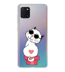 Samsung Galaxy A81 Uyumlu Kapak Cool Cat Tasarımlı Şeffaf Silikon Kılıf