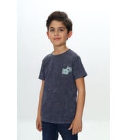 Toontoy Erkek Çocuk Yıkamalı Göğsü Baskılı Tişört (Füme)
