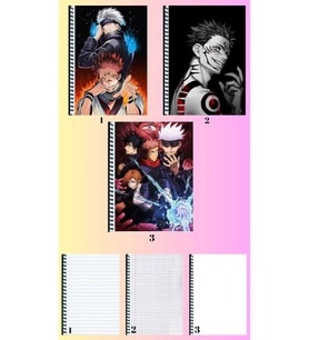 jujutsu kaisen 3 adet defter A4 büyük boy 72 sayfa çizgili_kareli_çizgisiz defter seti